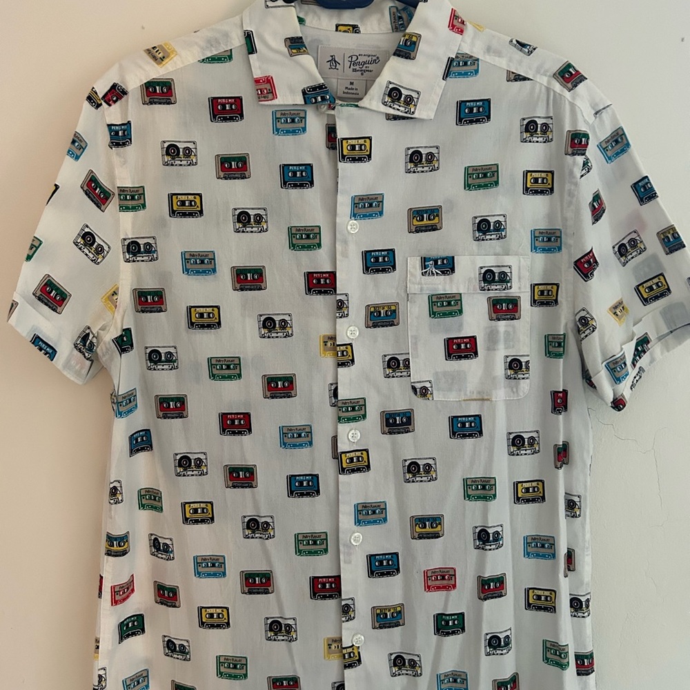 Original Penguin White Shirt with Cassette Print